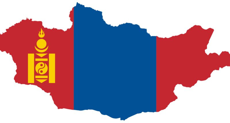 Mongolia map with Mongolia flag