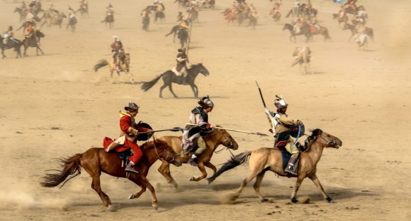 From the Mongolian cavalry show