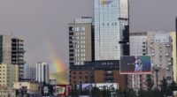 The central part of Ulaanbaatar, the capital of Mongolia. After the rain