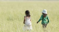 two girls in the steppe