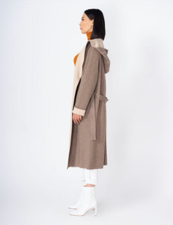 Cashmere coat with hat