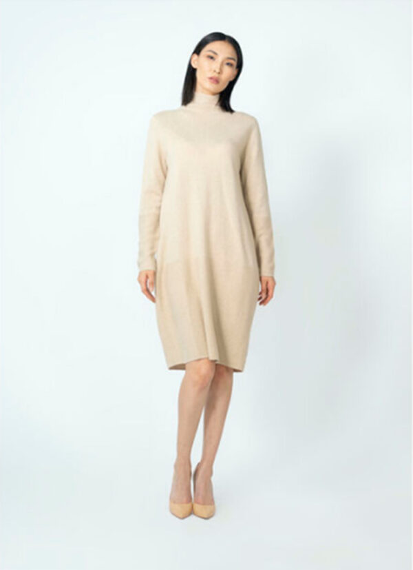 Cashmere dress with high neck